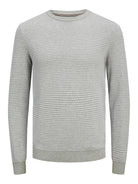 JACK & JONES Atlas Light Grey Crew Neck Knit Light Grey Melange front view