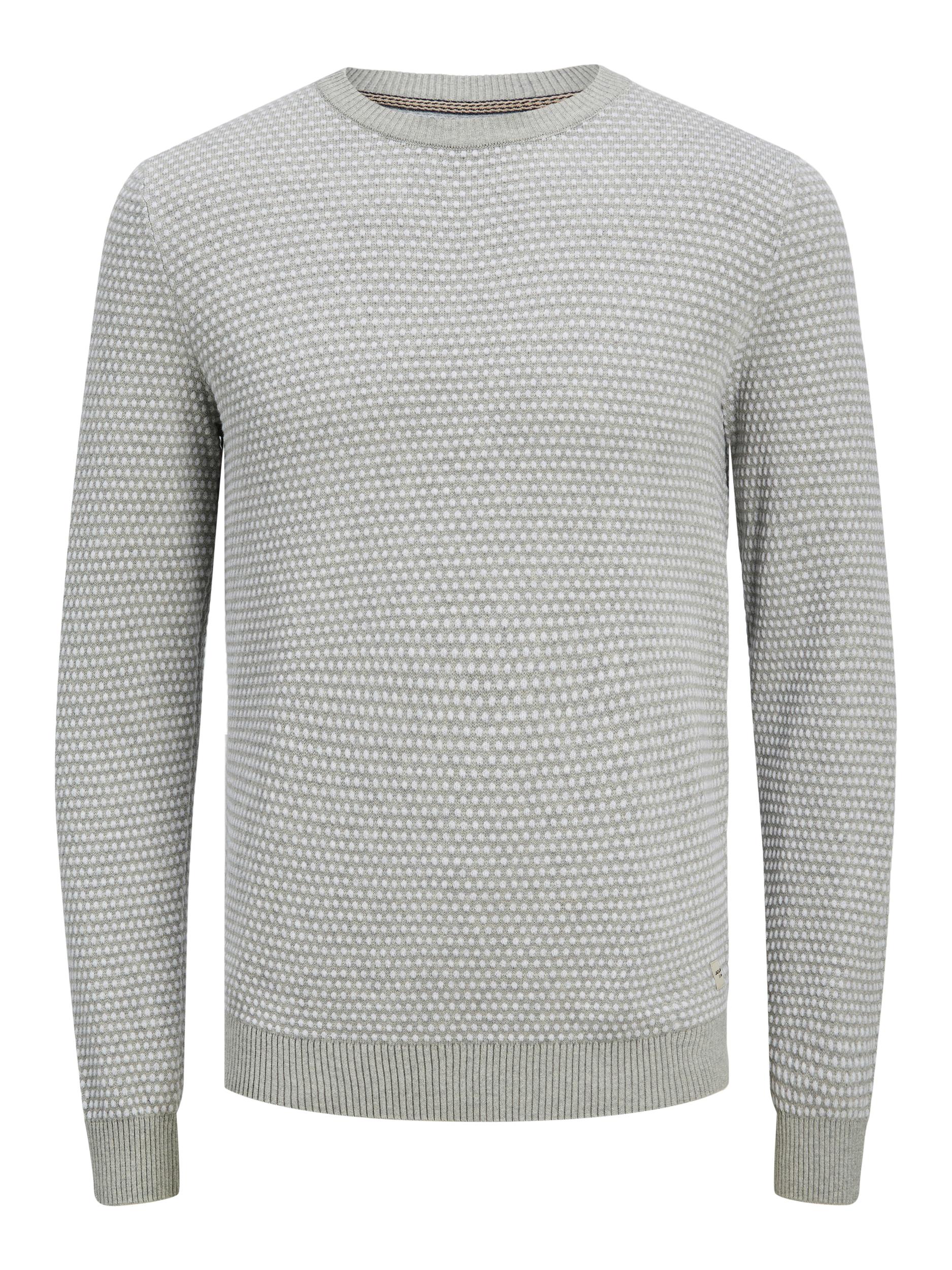JACK & JONES Atlas Light Grey Crew Neck Knit Light Grey Melange front view