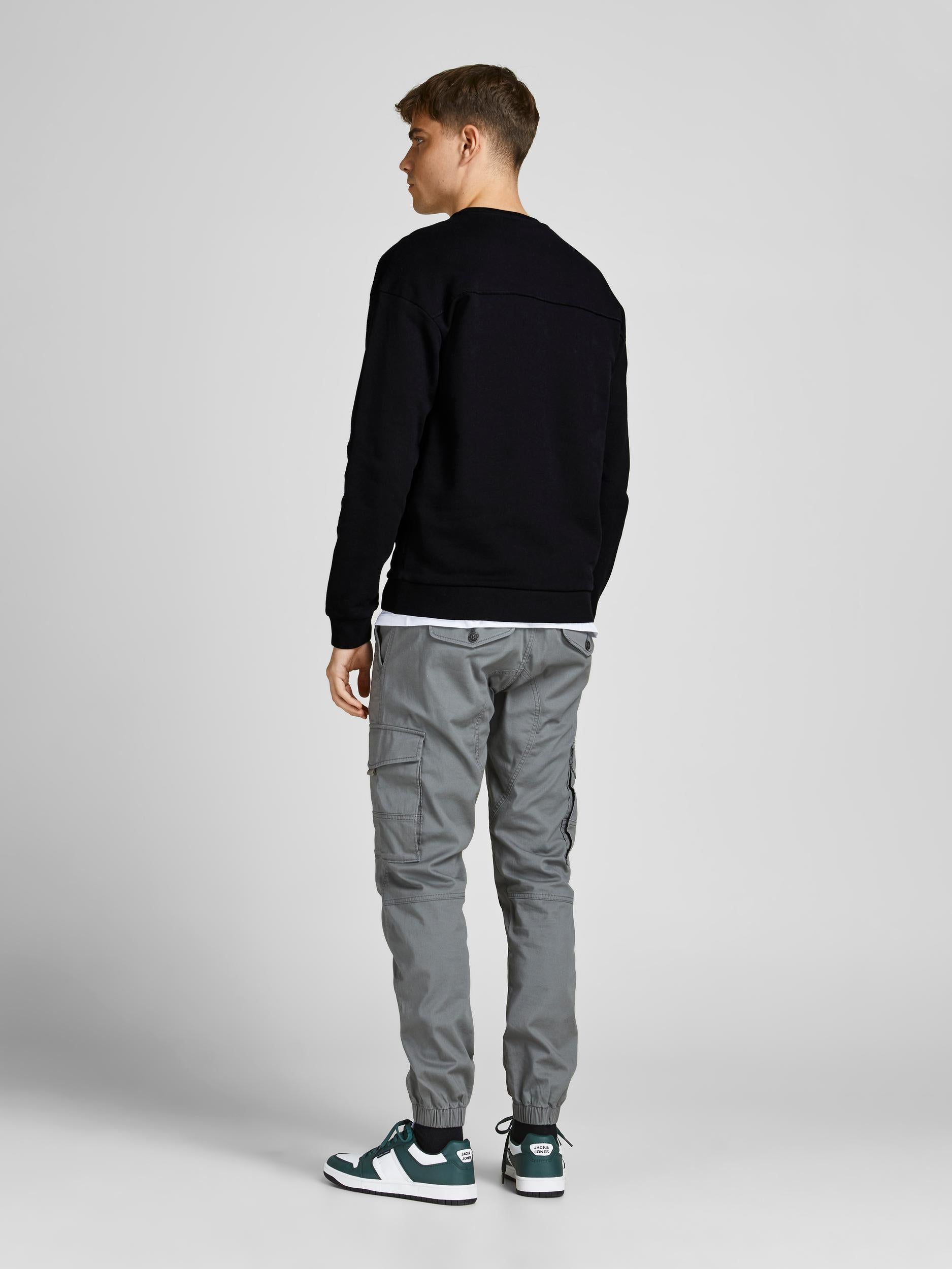 Men's Tack Crew Neck Black Sweat-Back View