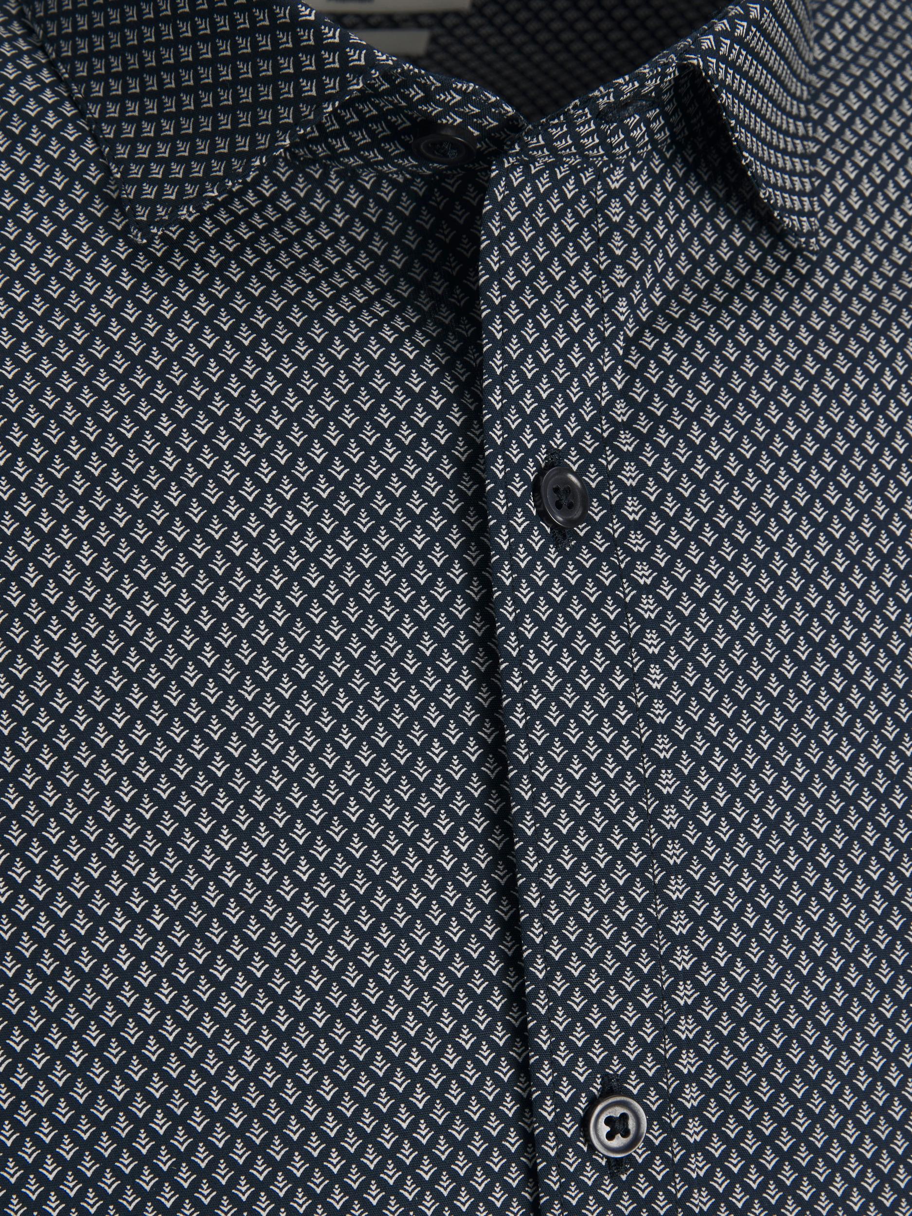 Men's Cardiff Print Shirt Long Sleeve Perfect Navy-Button View