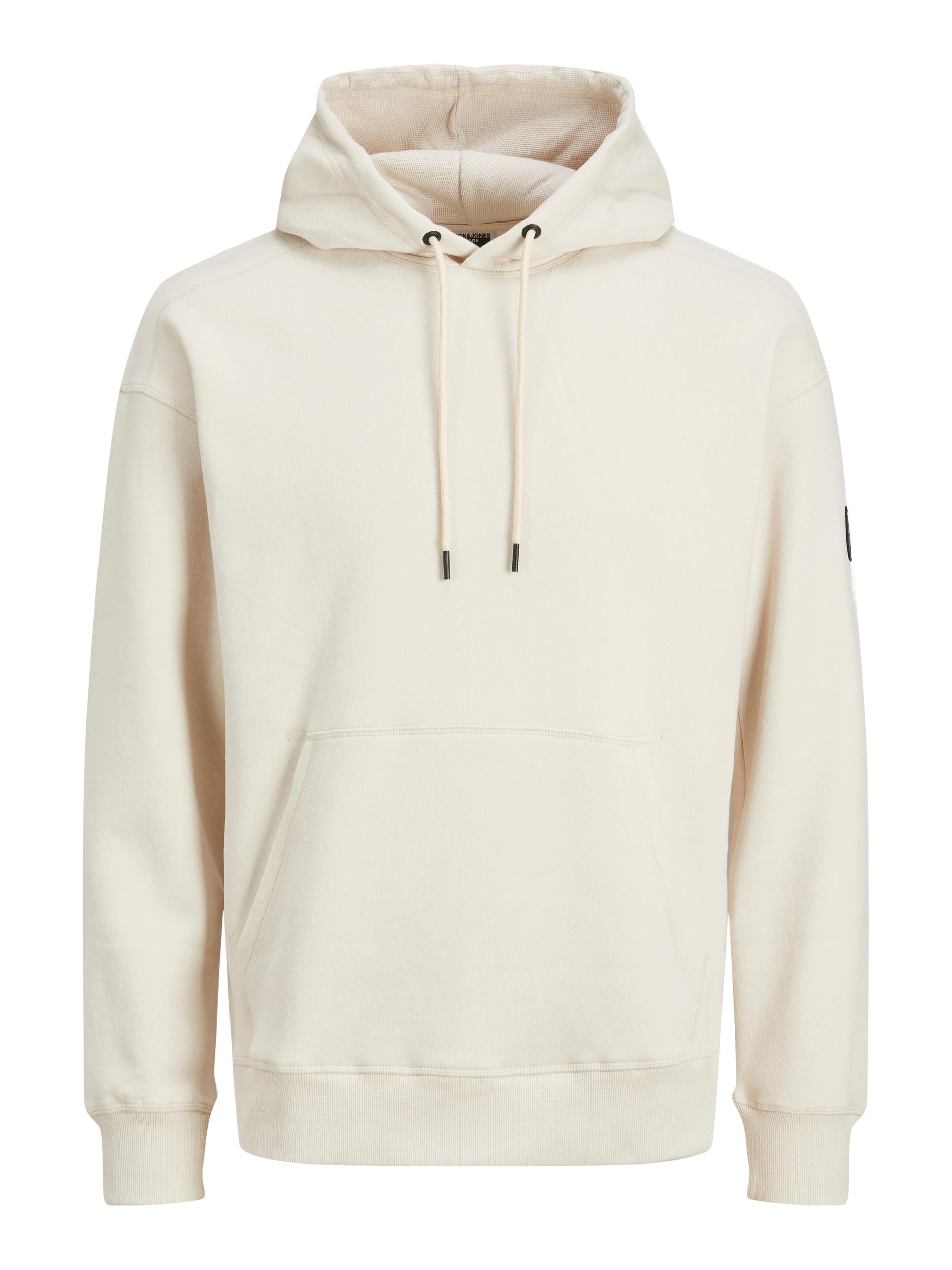 Classic Mens Waffle Sweat Hoodie Moonbeam-Ghost Front View