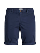 JACK & JONES Bowie Solid Navy Shorts Navy Blazer model front view
