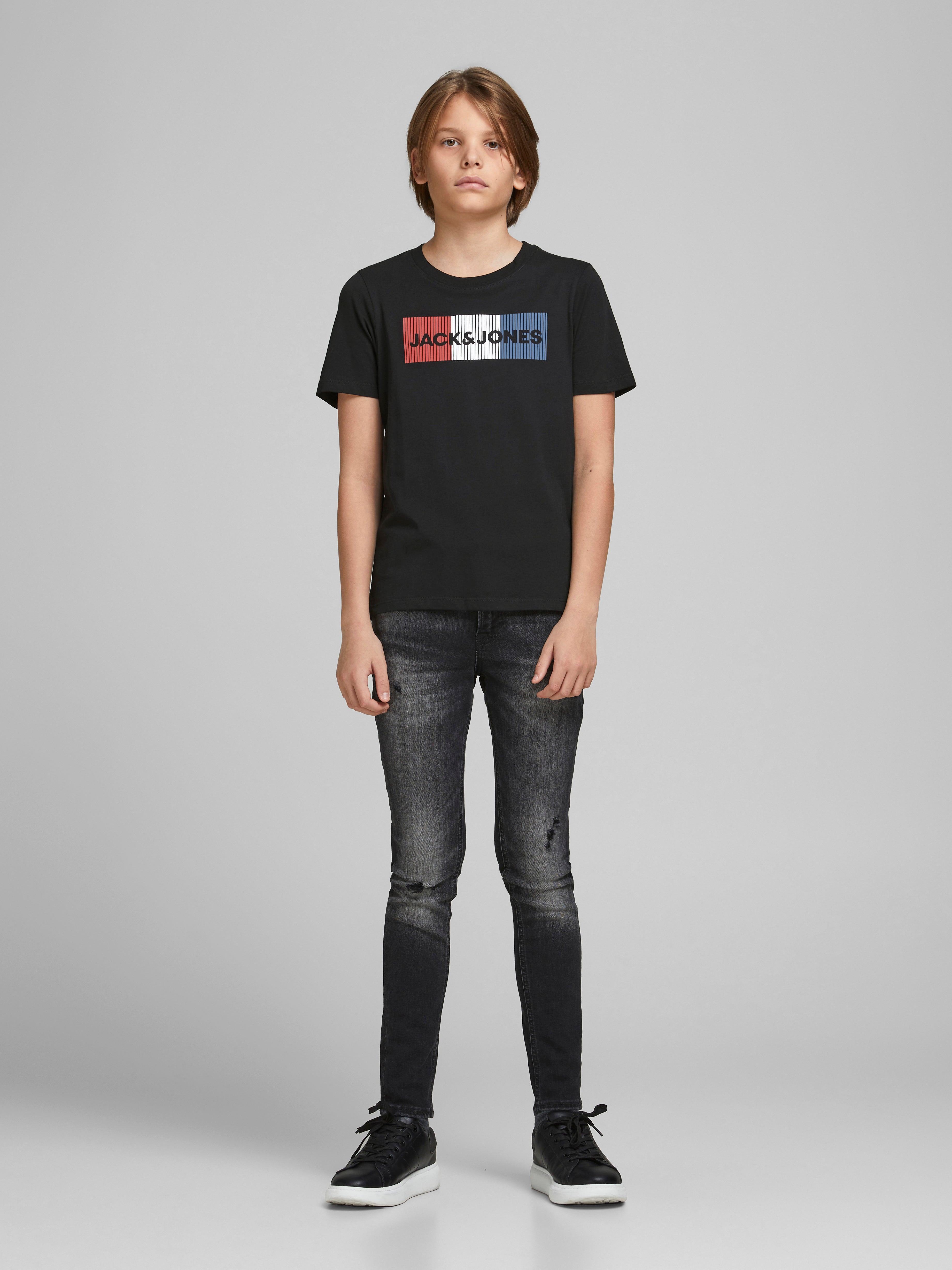 Boy's Junior Corp Logo Tee Short Sleeve O-Neck-Model Front View