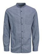 JACK & JONES Band Melange Shirt LS Faded Denim Faded Denim model front view