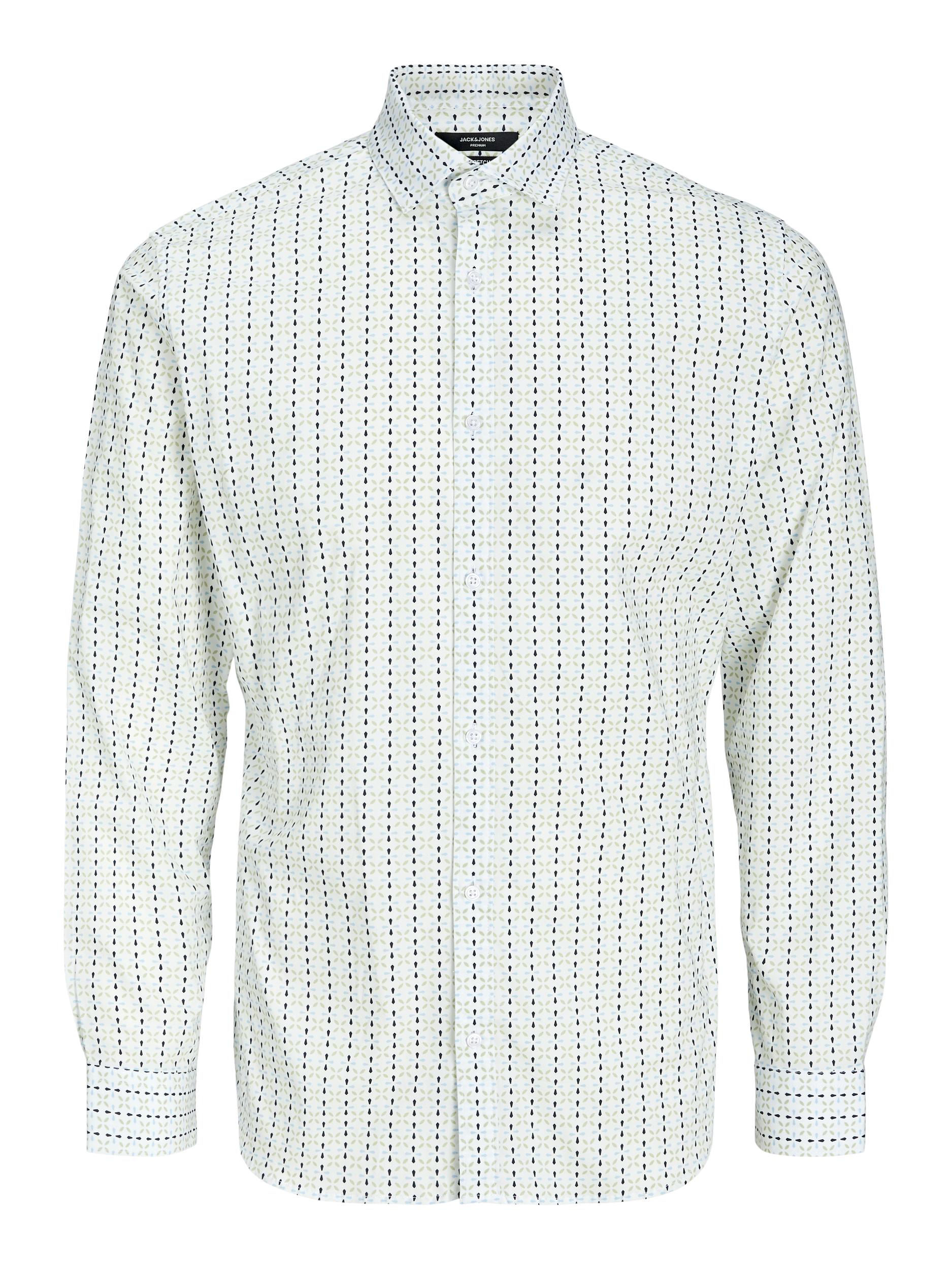 Men's Blackpool Stretch Shirt Long Sleeve White-Ghost Front View