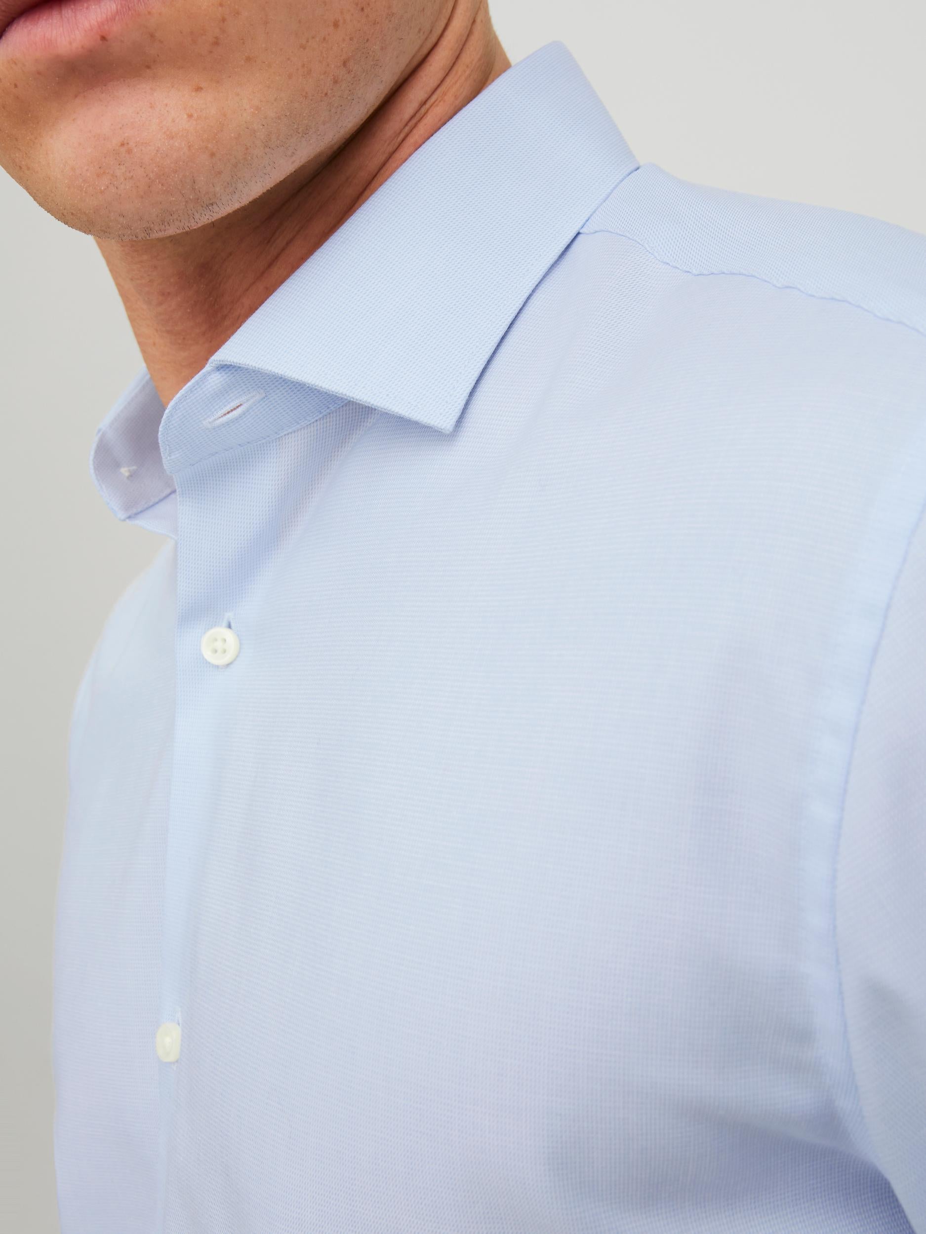 Men's Parker Cashmere Blue Shirt-Collar & Button View