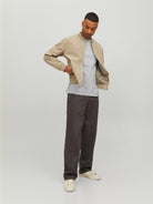 JACK JONES PREMIUM Carlton Bomber Jacket Winter Twig Winter Twig model front view