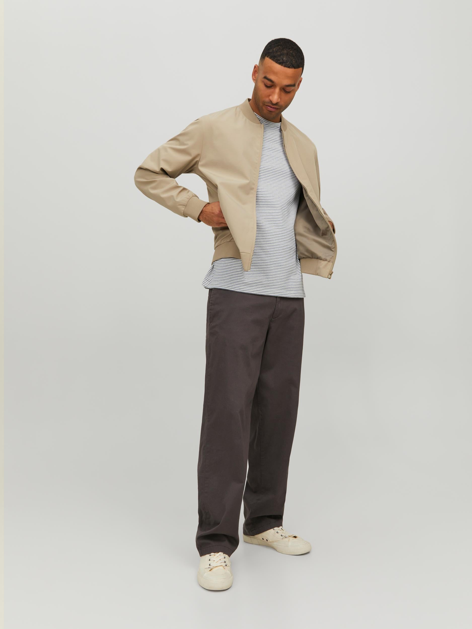 JACK JONES PREMIUM Carlton Bomber Jacket Winter Twig Winter Twig model front view