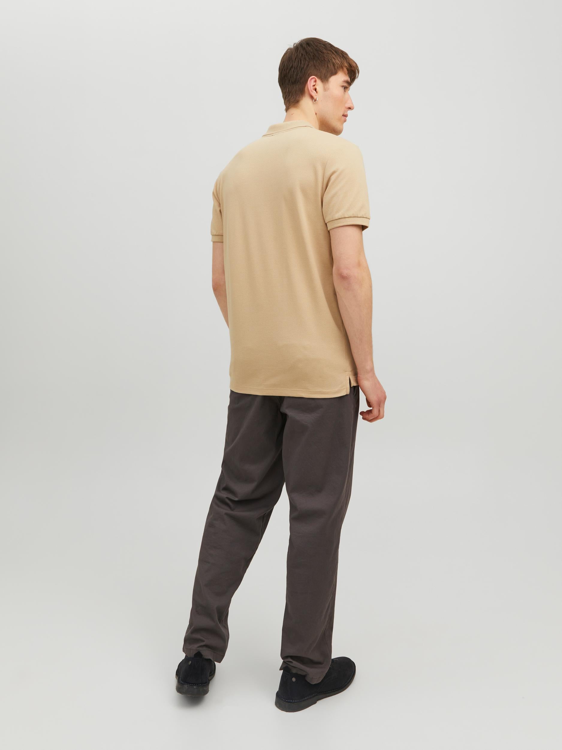 Men's Scott Zip Short Sleeve Polo White Pepper-Model Back View