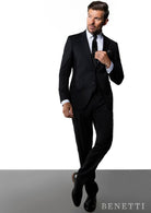 BENETTI James Black Tapered Trousers BLACK model front view