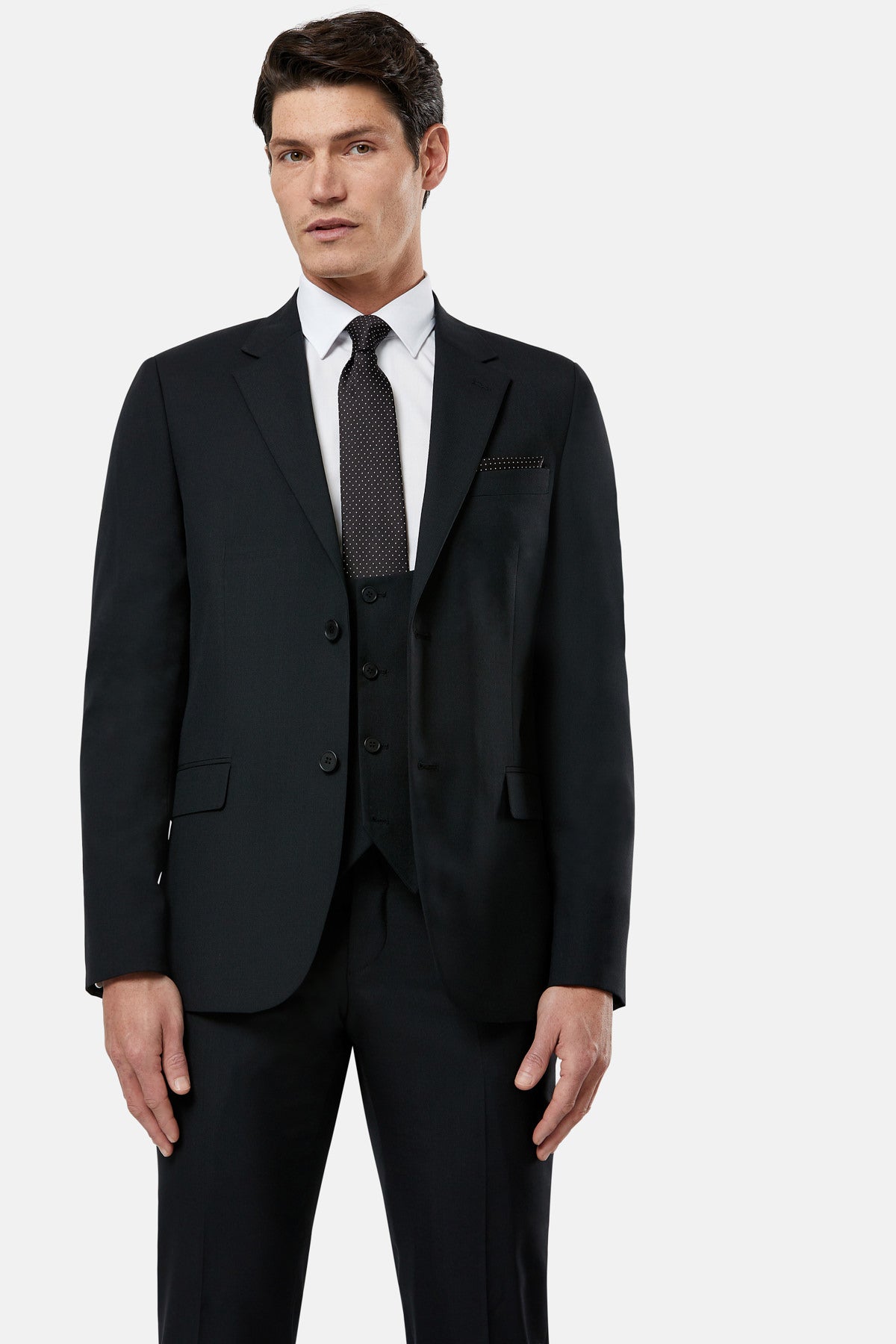 BENETTI James Scoop Tuxedo Waistcoat Black detail view