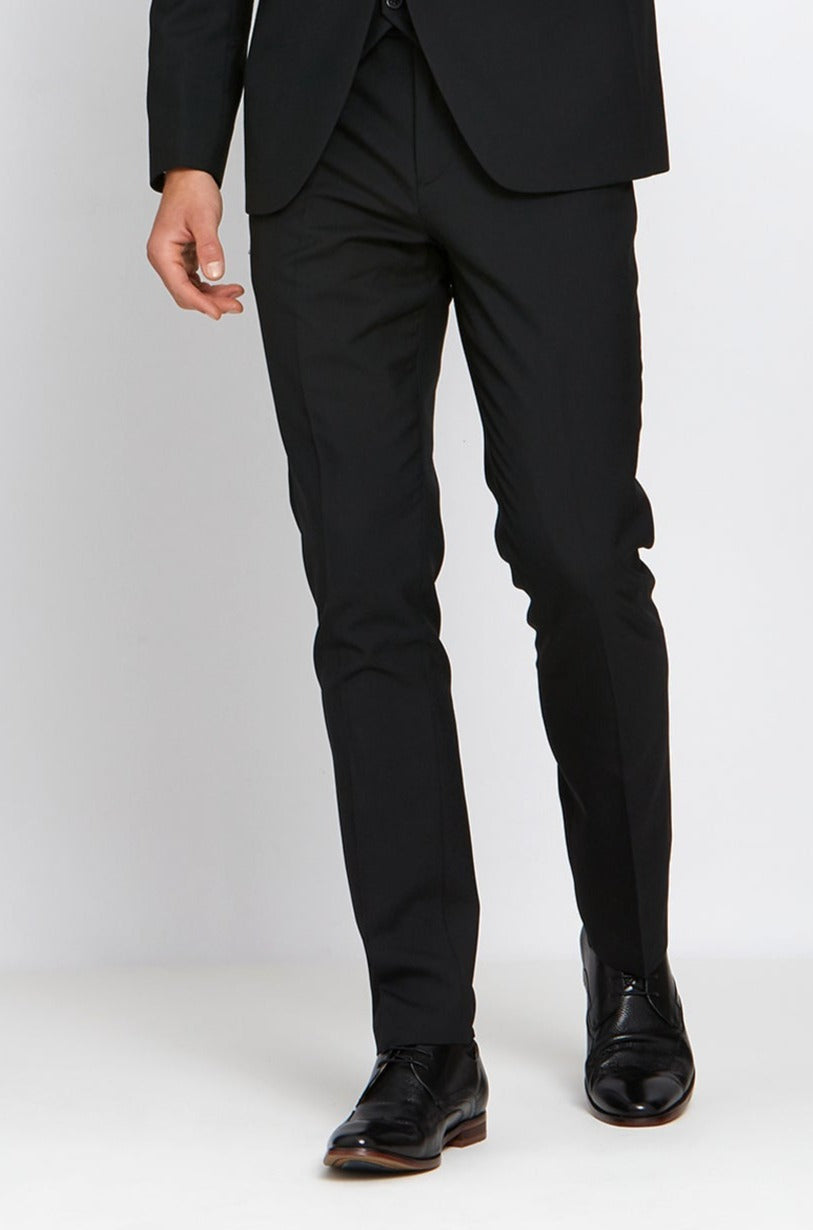 BENETTI James Black Comfort Fit Trousers Black front view