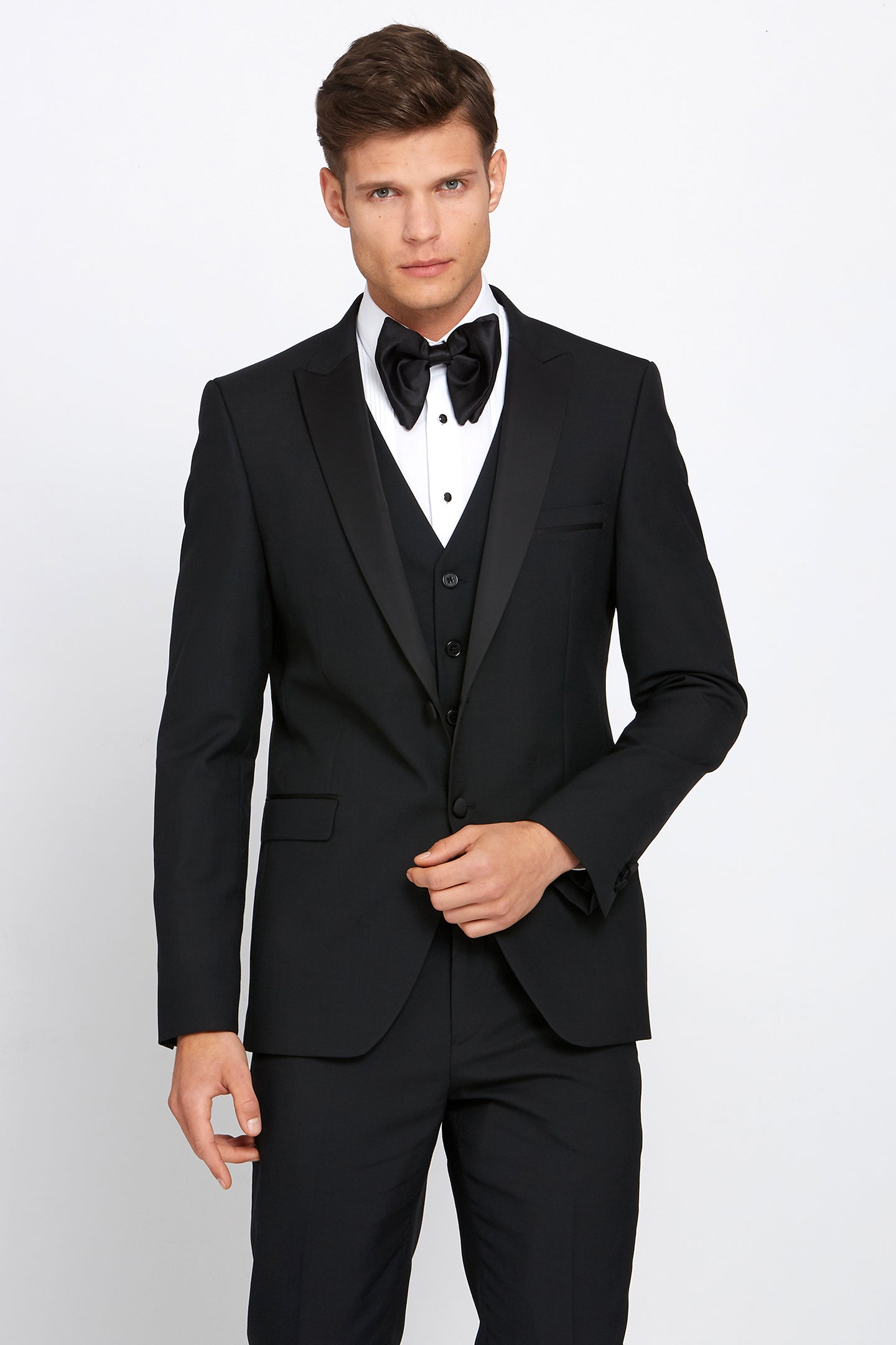 BENETTI James Tux Tapered Black Peak Lapel Jacket BLACK detail view