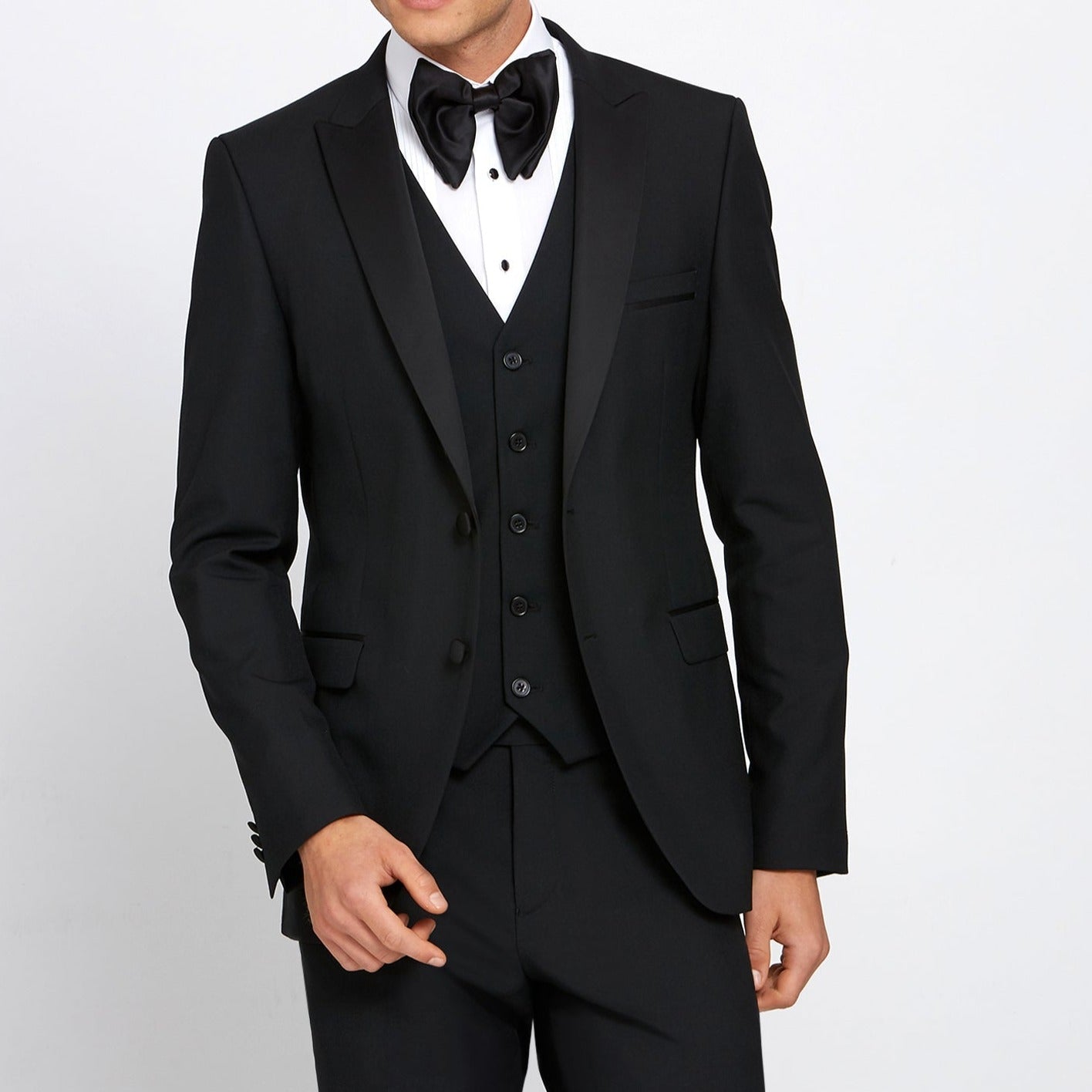 BENETTI James Black Comfort Fit Waistcoat Black front view