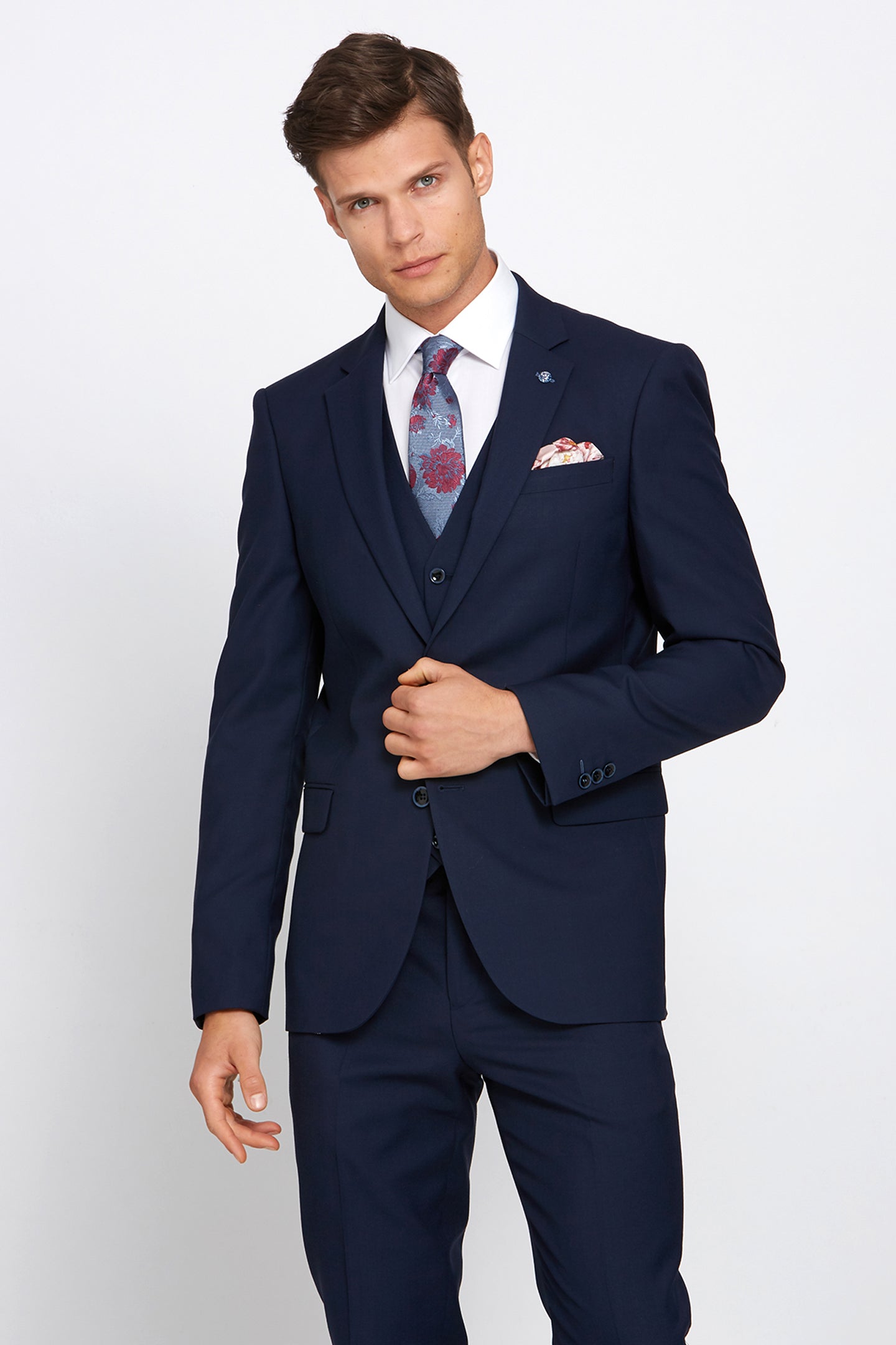 BENETTI James Navy Comfort Fit Jacket Navy model front view