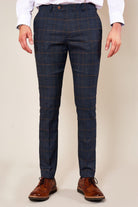 MARC DARCY Jenson Marine Check Skinny Trousers MARINE front view