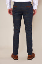 MARC DARCY Jenson Marine Check Skinny Trousers MARINE model front view