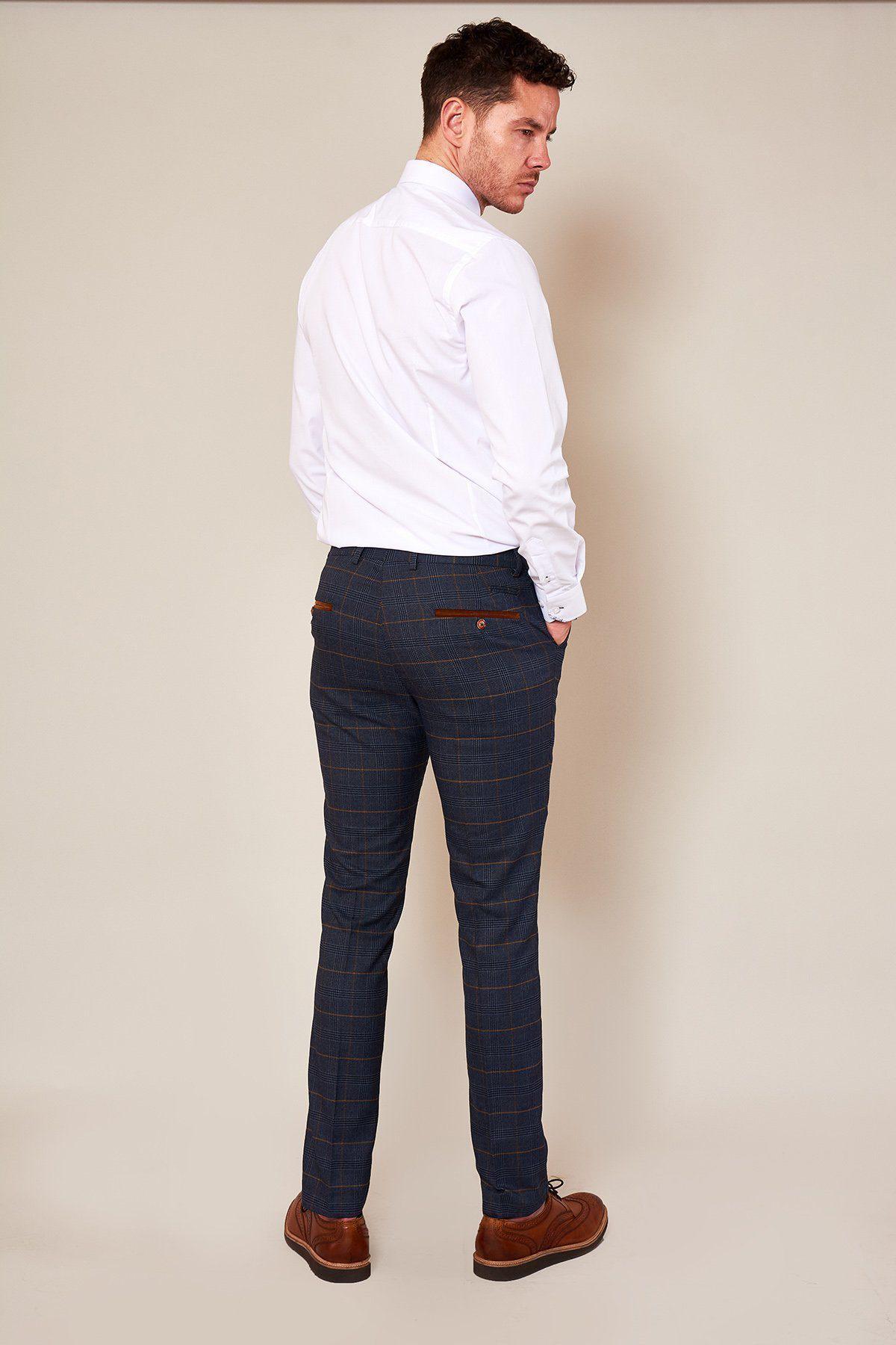 MARC DARCY Jenson Marine Check Skinny Trousers MARINE detail view