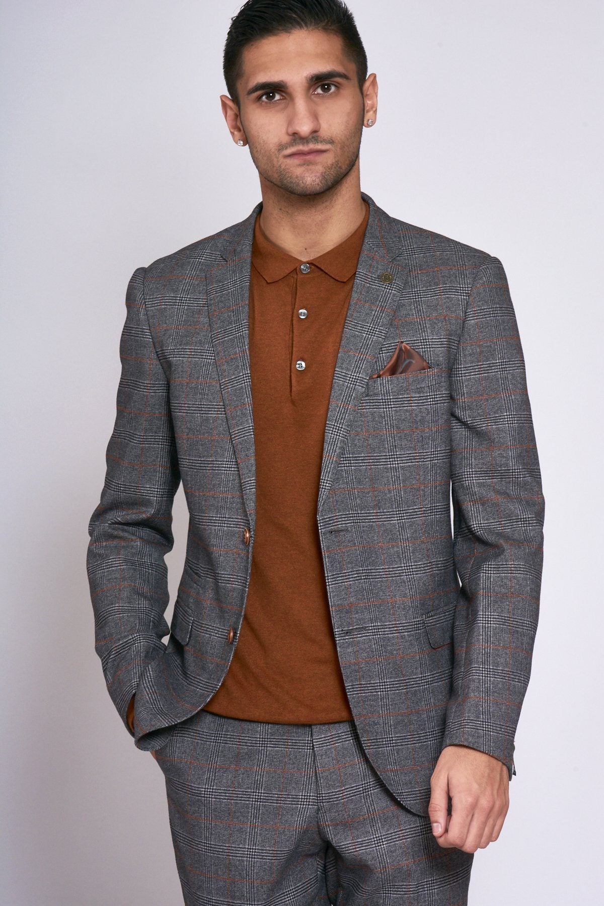 MARC DARCY Jenson Grey Check Blazer GREY CHECK back view