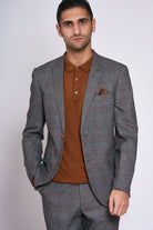 MARC DARCY Jenson Grey Check Blazer GREY CHECK back view