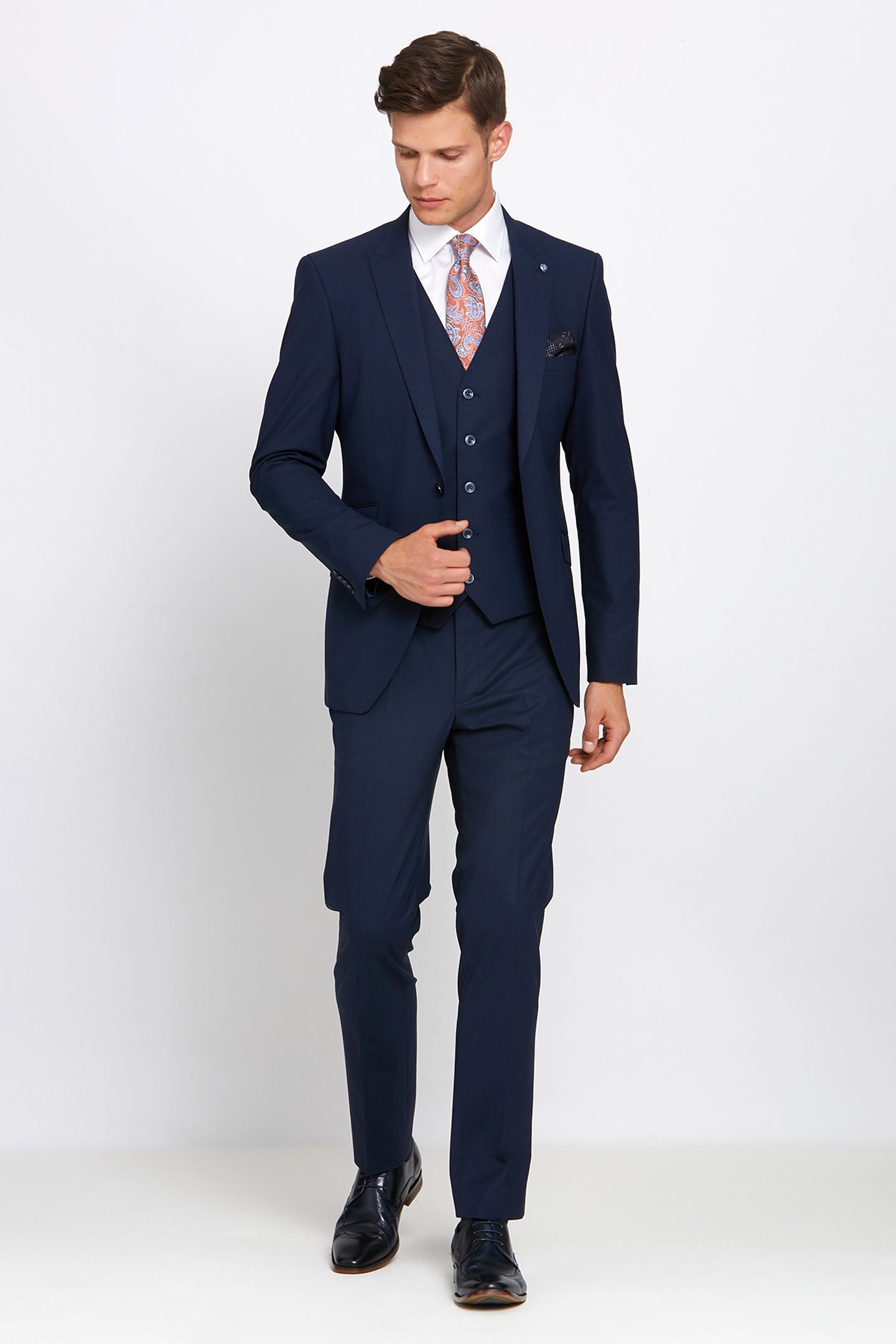 REGENCY BENETTI Jonny Navy Tapered Fit Waistcoat Navy back view