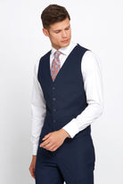 REGENCY BENETTI Jonny Navy Tapered Fit Waistcoat Navy model front view