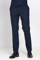 Front view of Jonny navy tapered suit trousers