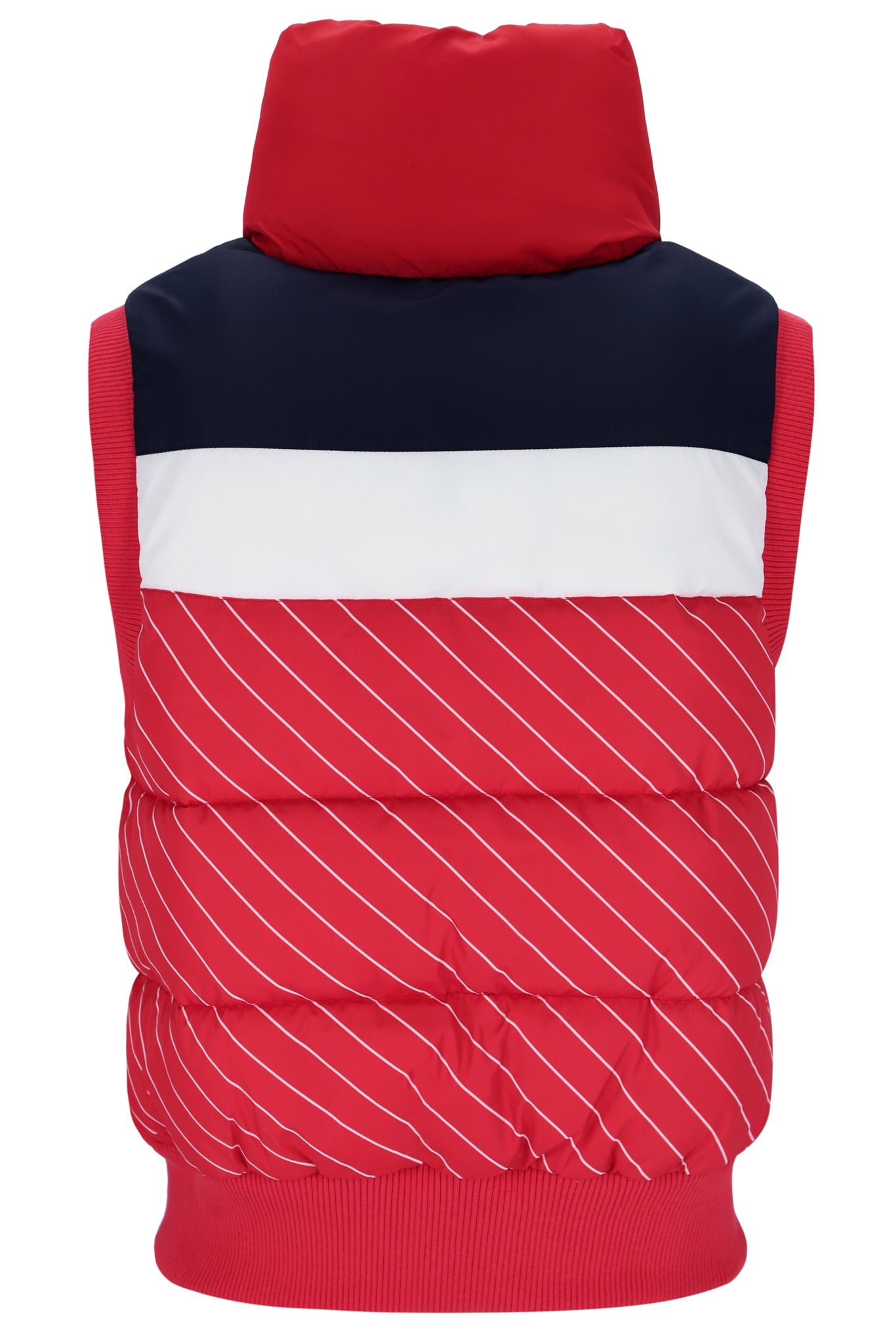 Ladies Julie Puffer Vest Red/White-Back View