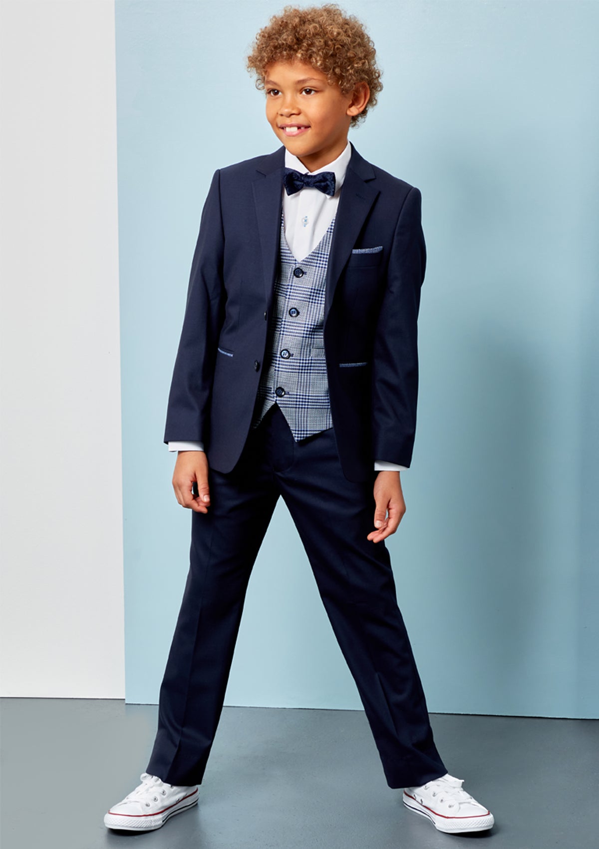 Benetti Boyswear Julius Boy Check Pattern Waistcoat Check front view