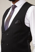 MARC DARCY Kelvin Double Breasted Waistcoat BLACK detail view