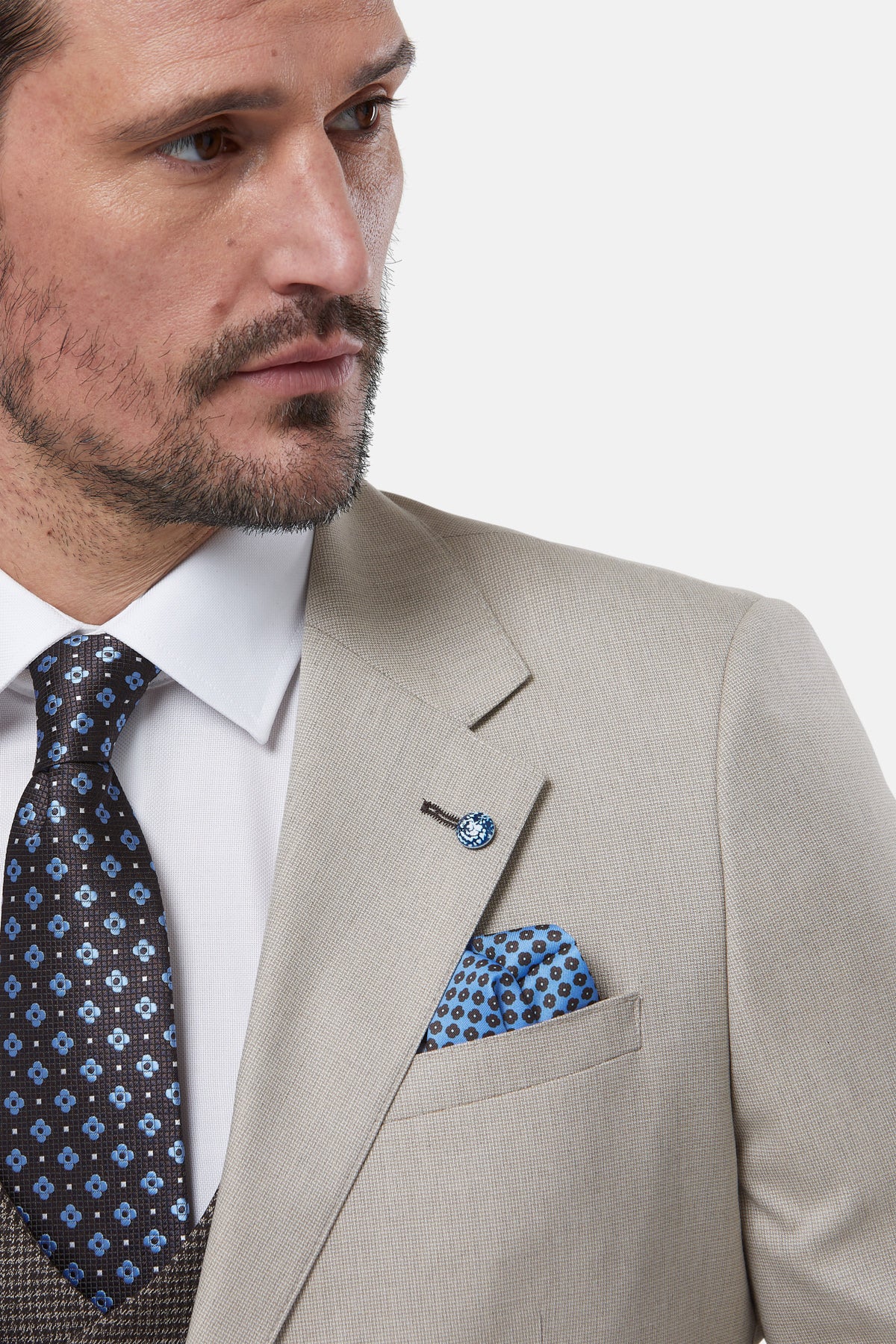BENETTI London Sand 3 Piece Suit SAND back view