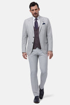 BENETTI London Silver 3 Piece Suit SILVER front view