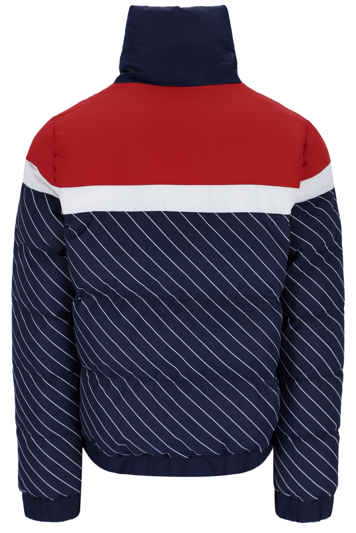 Ladies Lottie Puffa Jacket Navy/White/Red-Ghost Back View