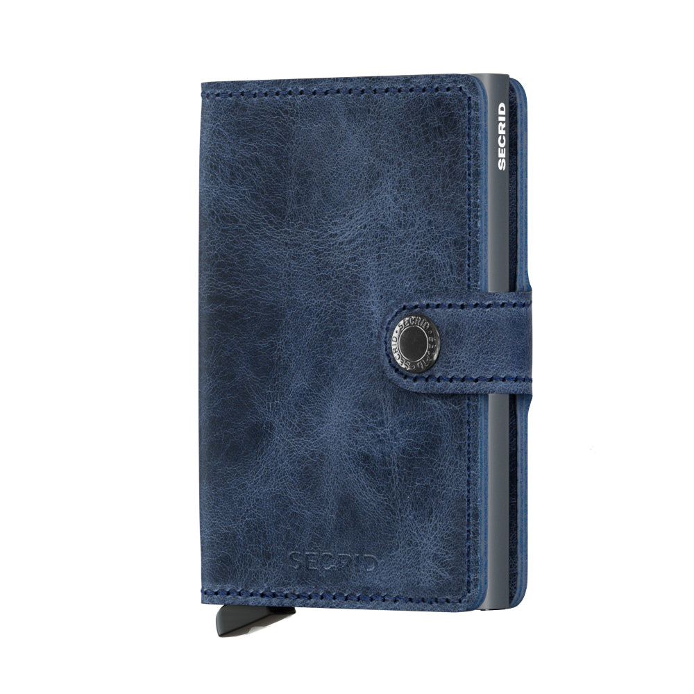 Secrid Vintage Blue Miniwallet-Fully Closed Front View