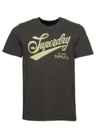 SUPERDRY Vintage Script Workwear Tee Charcoal Charcoal front view