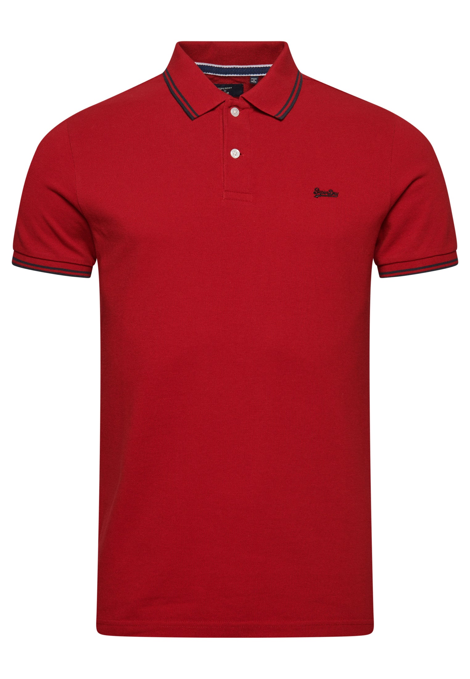 Men's Vintage Tipped Short Sleeve Polo Red/Navy-Ghost View