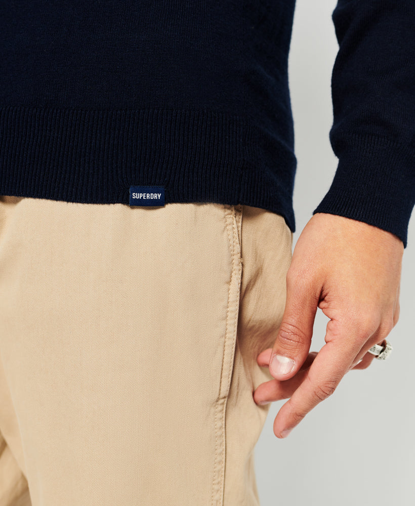 SUPERDRY Vintage emb cotton/cash crew Carbon Navy Marl Carbon Navy Marl back view