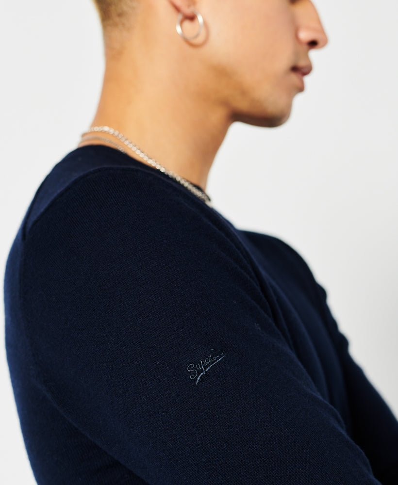 SUPERDRY Vintage emb cotton/cash crew Carbon Navy Marl Carbon Navy Marl detail view