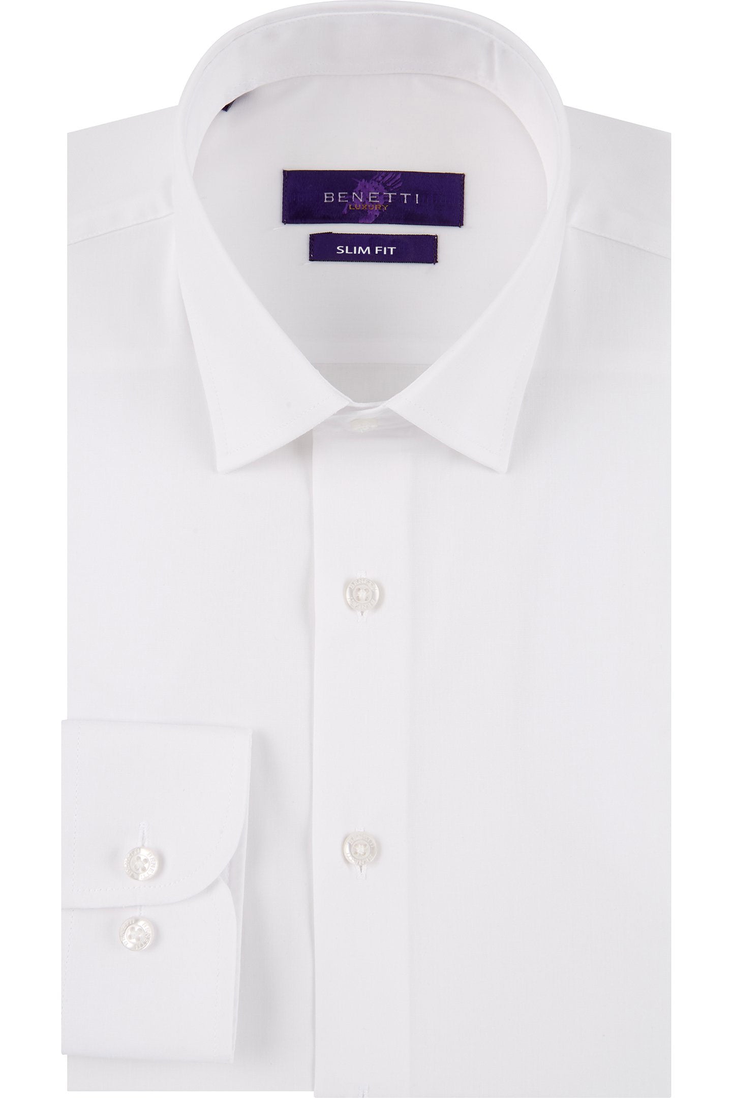 BENETTI Mark Plain Slim Fit Shirt WHITE front view