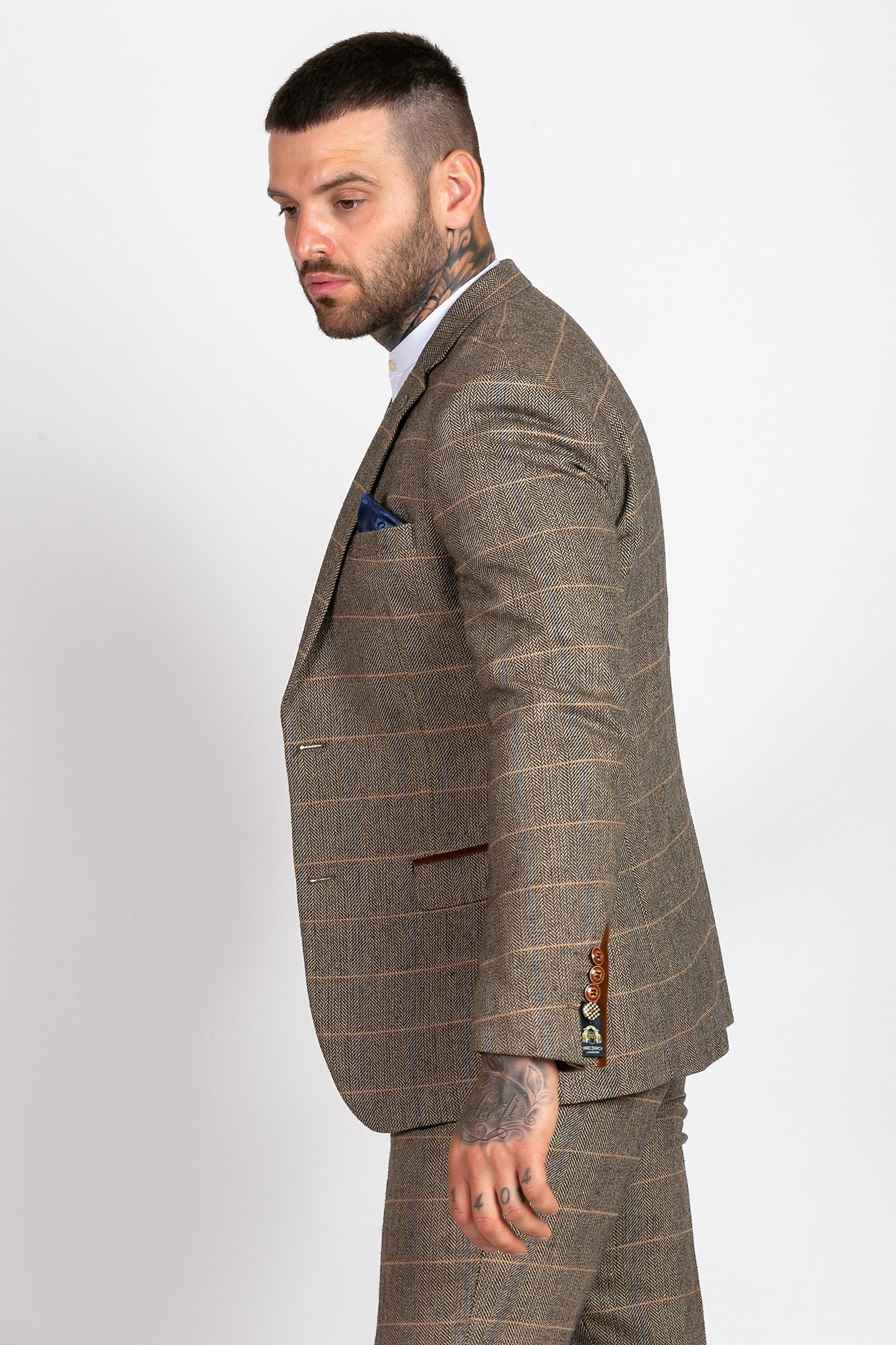 MARC DARCY Ted Tweed Check Tan Blazer Tan detail view