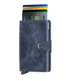 Secrid Vintage Blue Miniwallet-Open View with Cards
