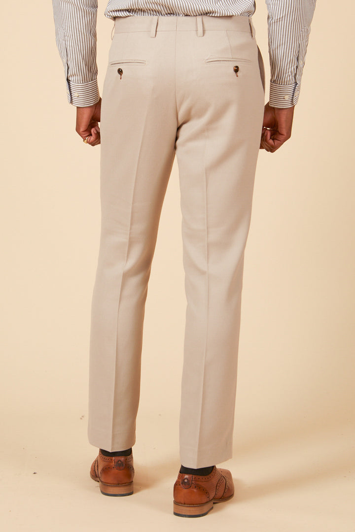 MARC DARCY HM5 Stone Tapered Fit Trousers Stone model front view