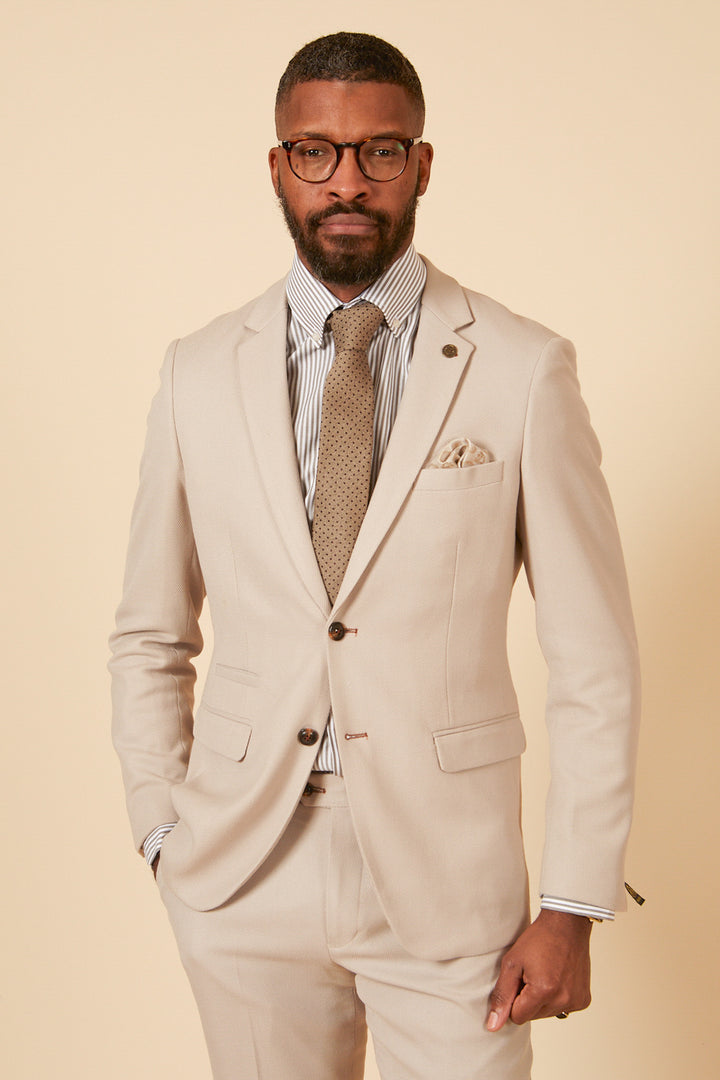 MARC DARCY HM5 Stone Tapered Fit Jacket Stone front view