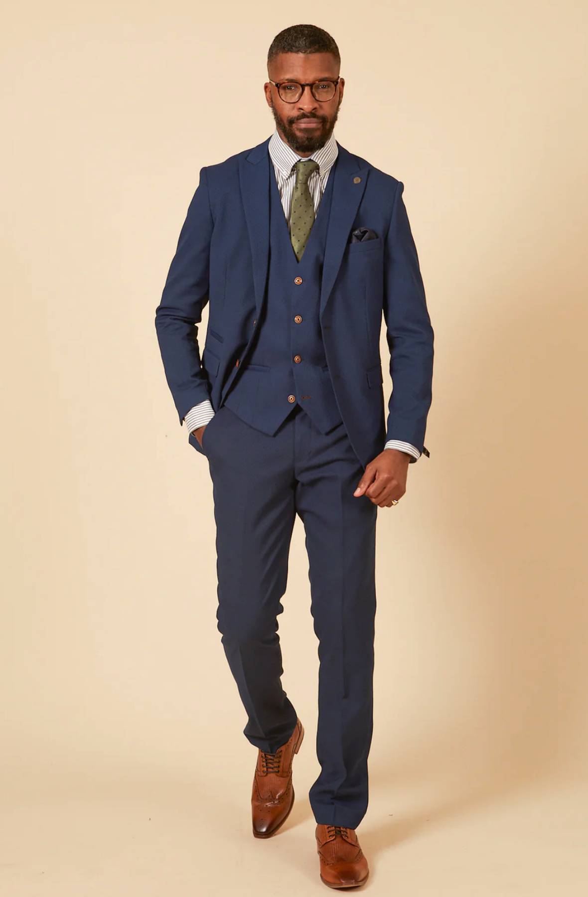 MARC DARCY Max Royal 3 Piece Suit ROYAL front view