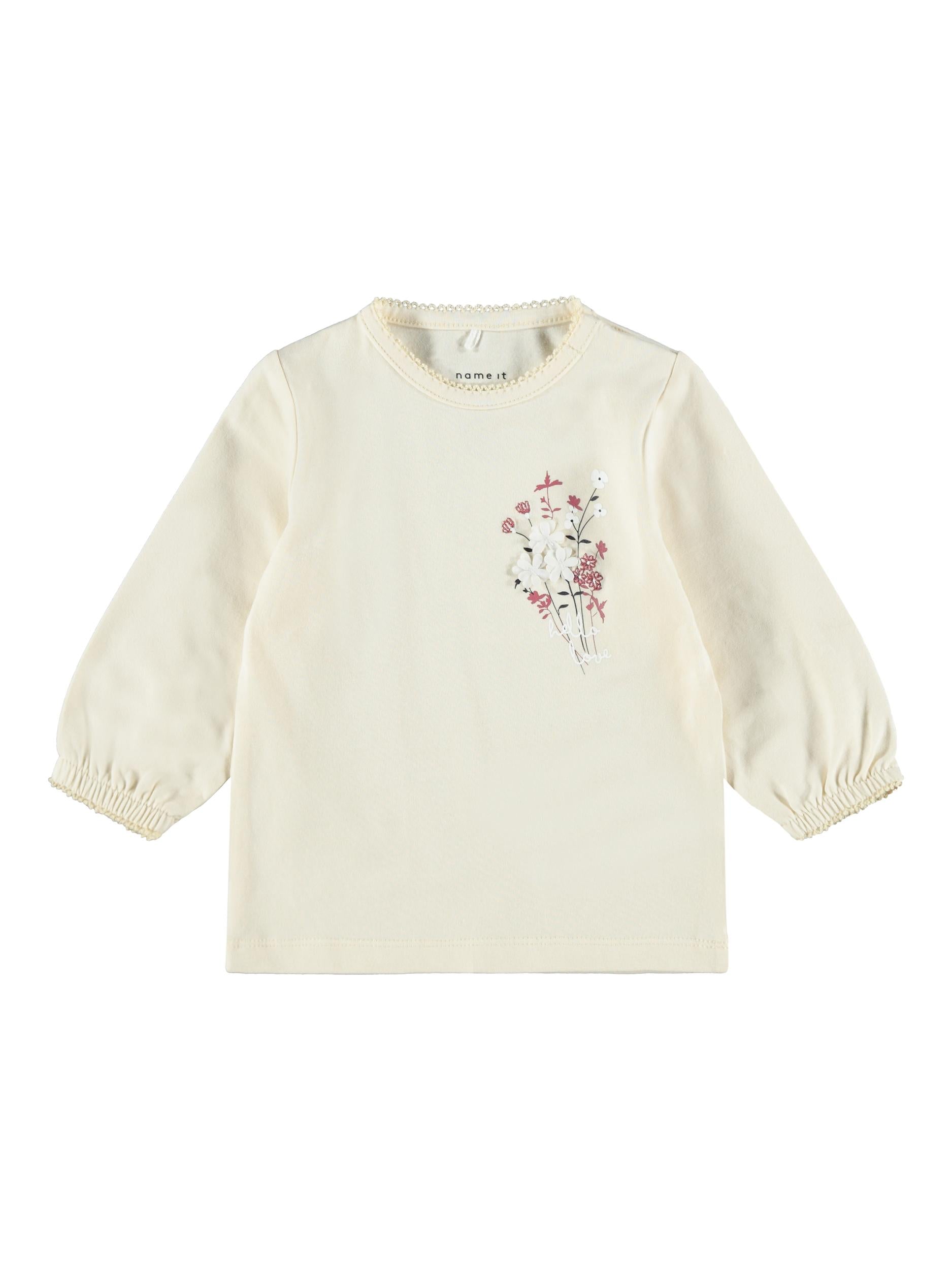 NAME IT Kannie Long Sleeve Top Cream front view