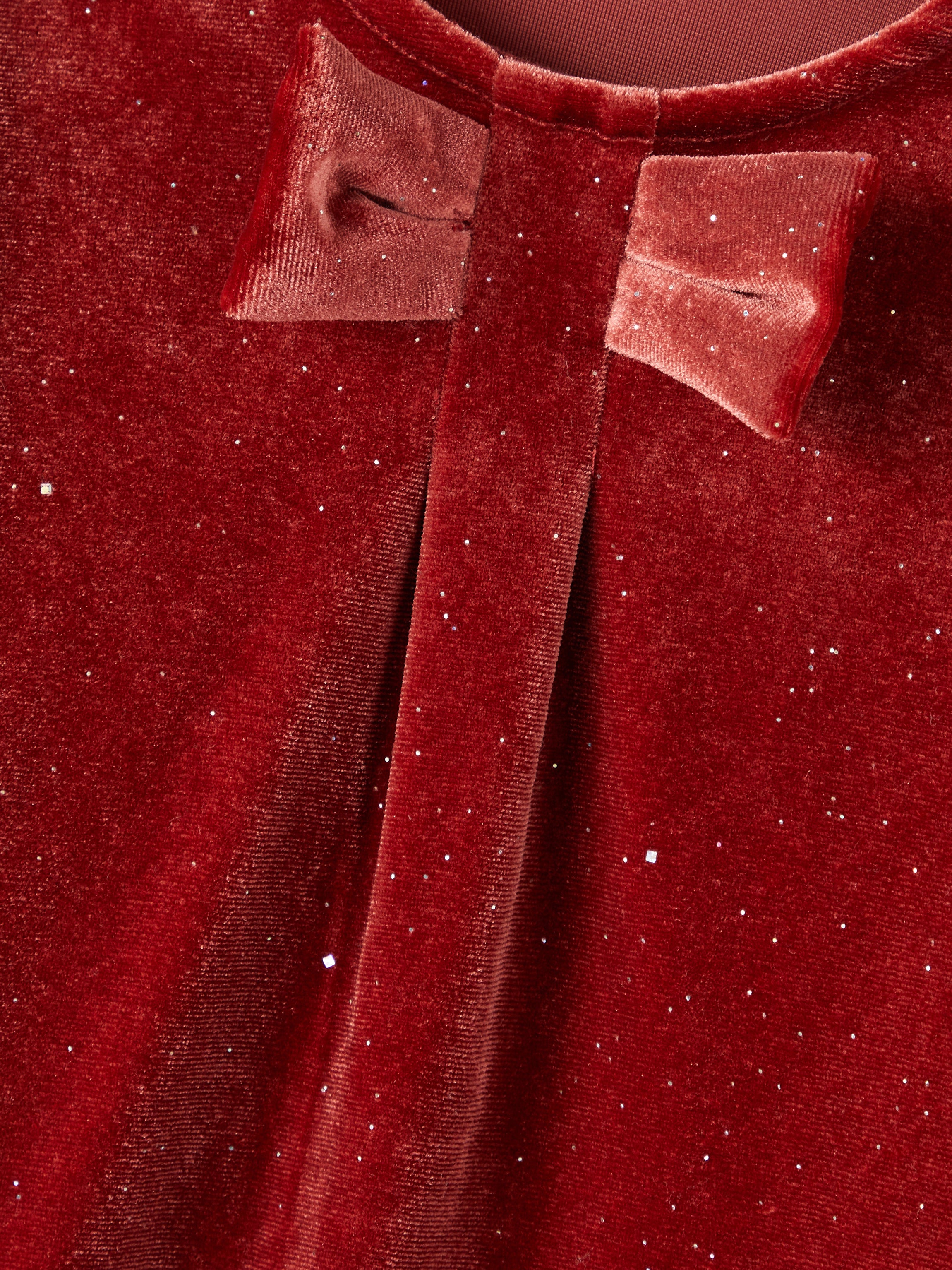 NAME IT Roma Velvet Dress Spiced Apple model front view