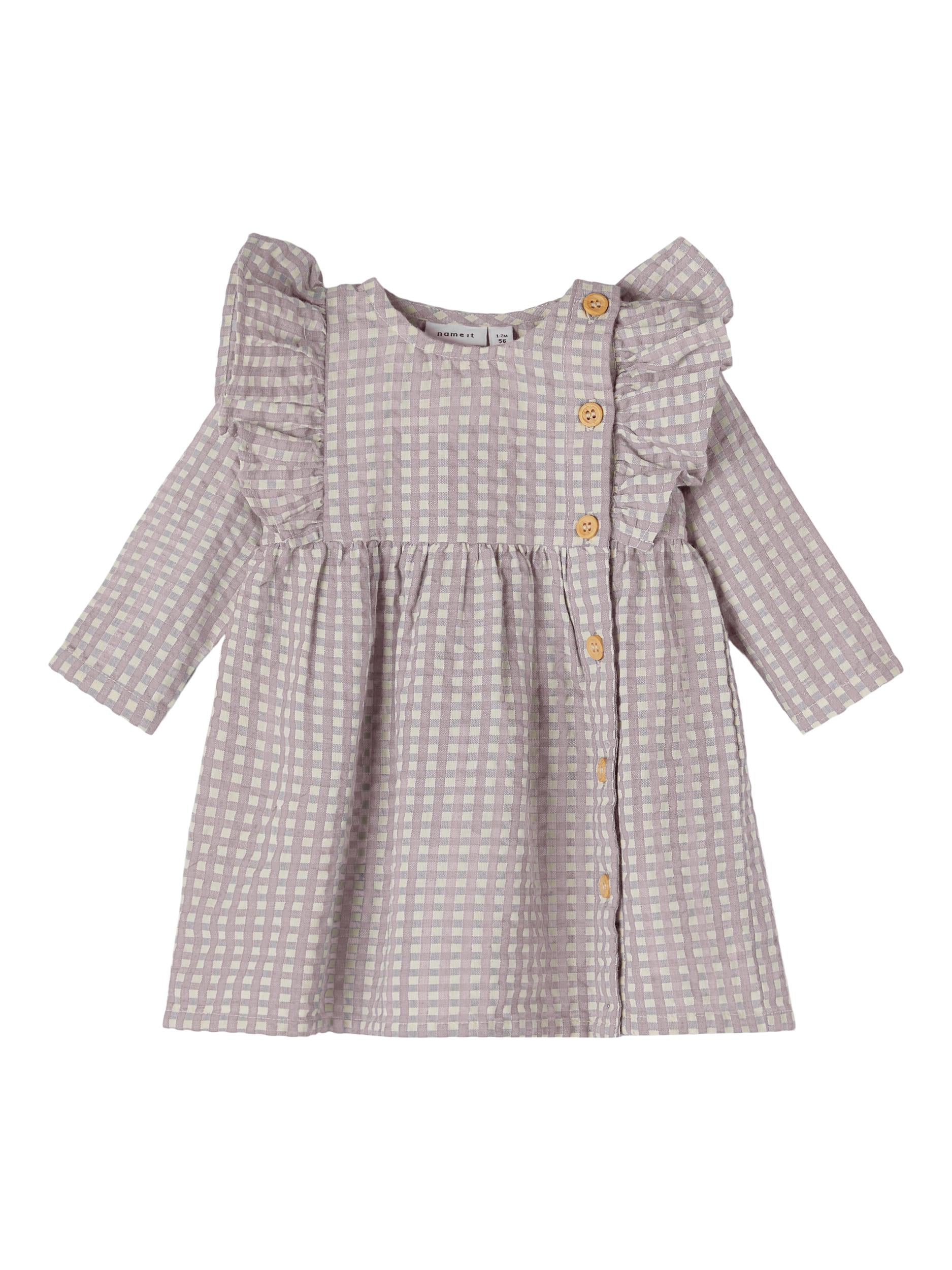 NAME IT Betrine LS Dress Violet Ice front view