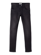 NAME IT Black Denim Robin Tax Pant Black Denim front view