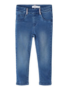 NAME IT Mini Girl Salli Slim Jeggings Medium Blue Denim front view