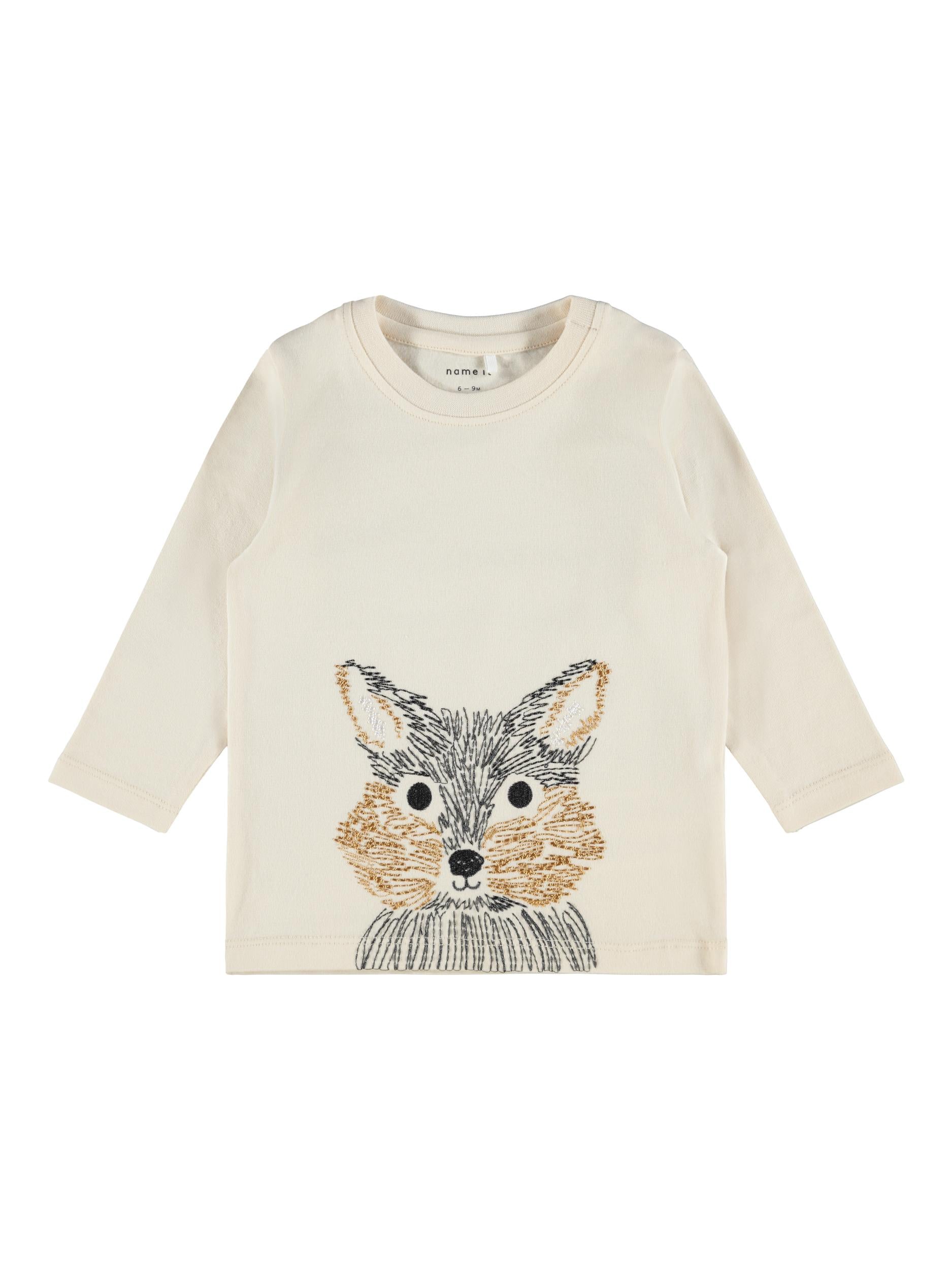 NAME IT Nicolai Long Sleeve Top Cream model front view